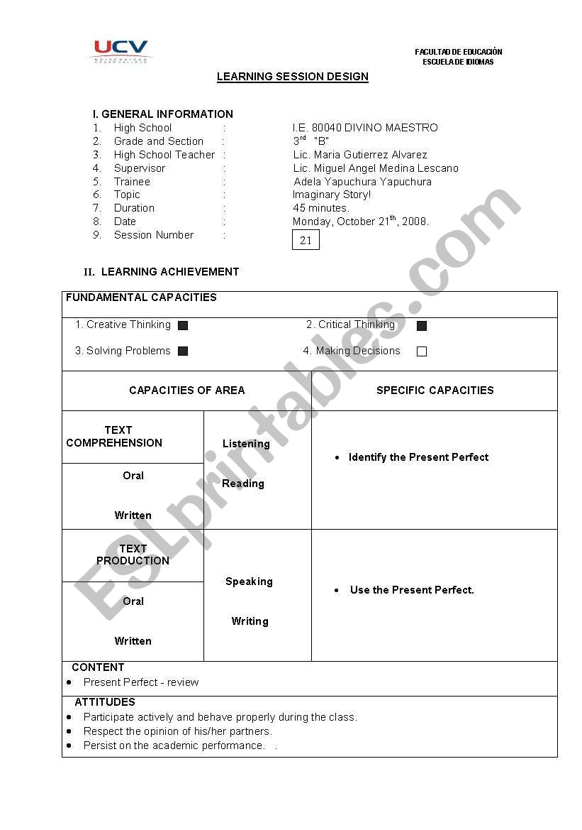 lesson `Plan worksheet